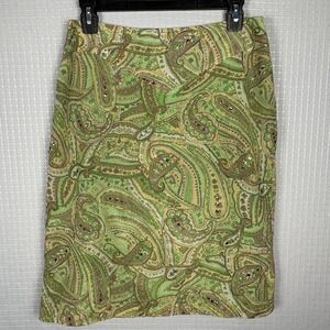 Y2K Worthington Green Paisley Silk Skirt‎ Size 4 Fairycore Fairy Etheral Earthy